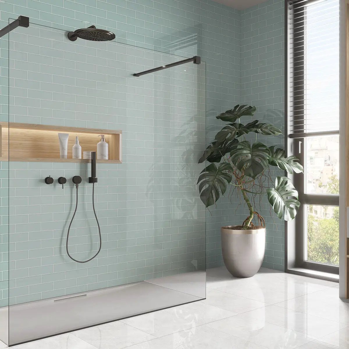 Sage Glossy Subway Ceramic Tiles 3x9