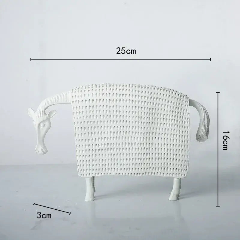 Woven black & white resin sculpture figurine living room sheep decor