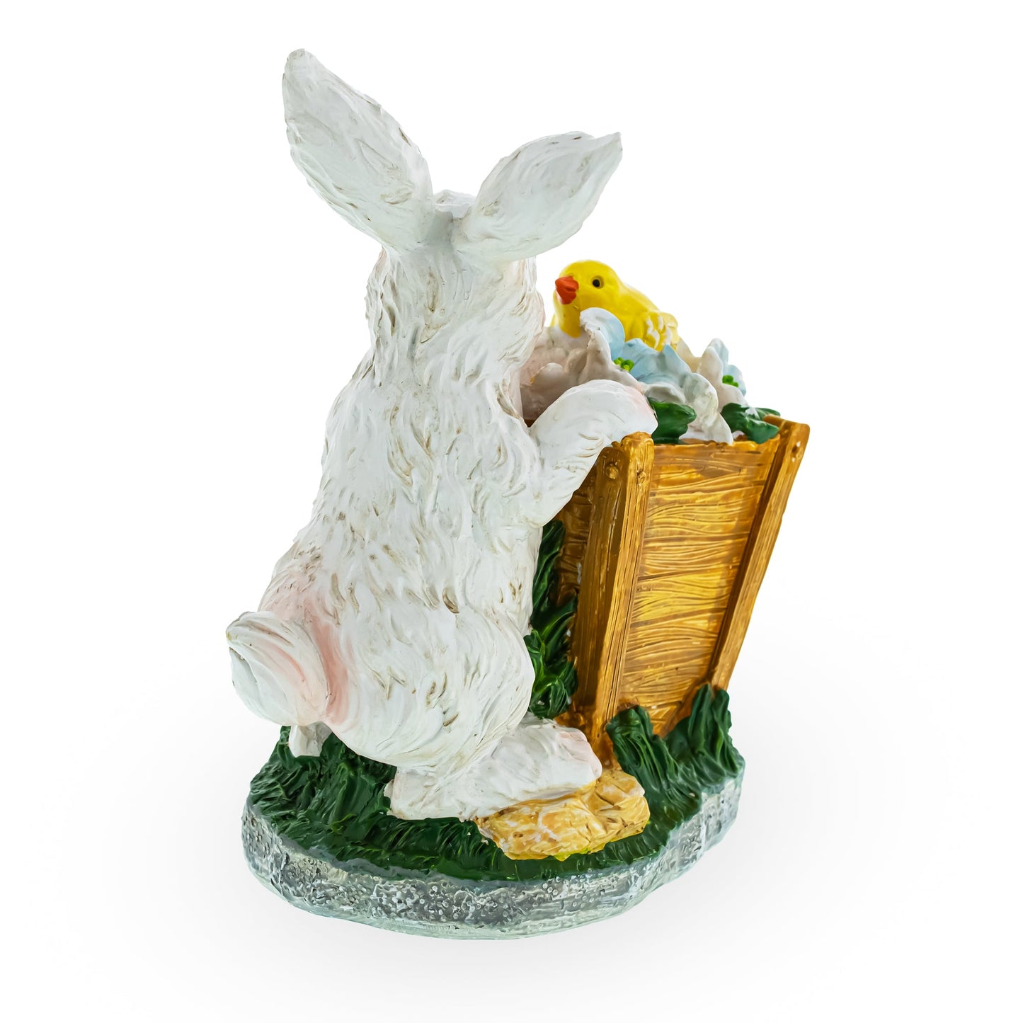 Hand Painted Bunny with Yellow Chick Easter Tabletop Decor 7 Inches Tall