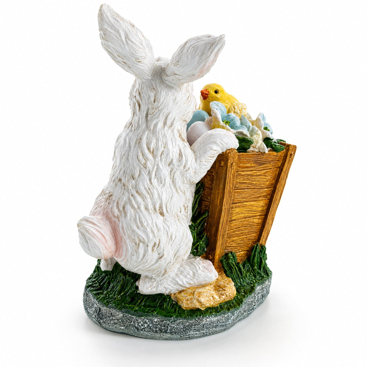 Hand Painted Bunny with Yellow Chick Easter Tabletop Decor 7 Inches Tall