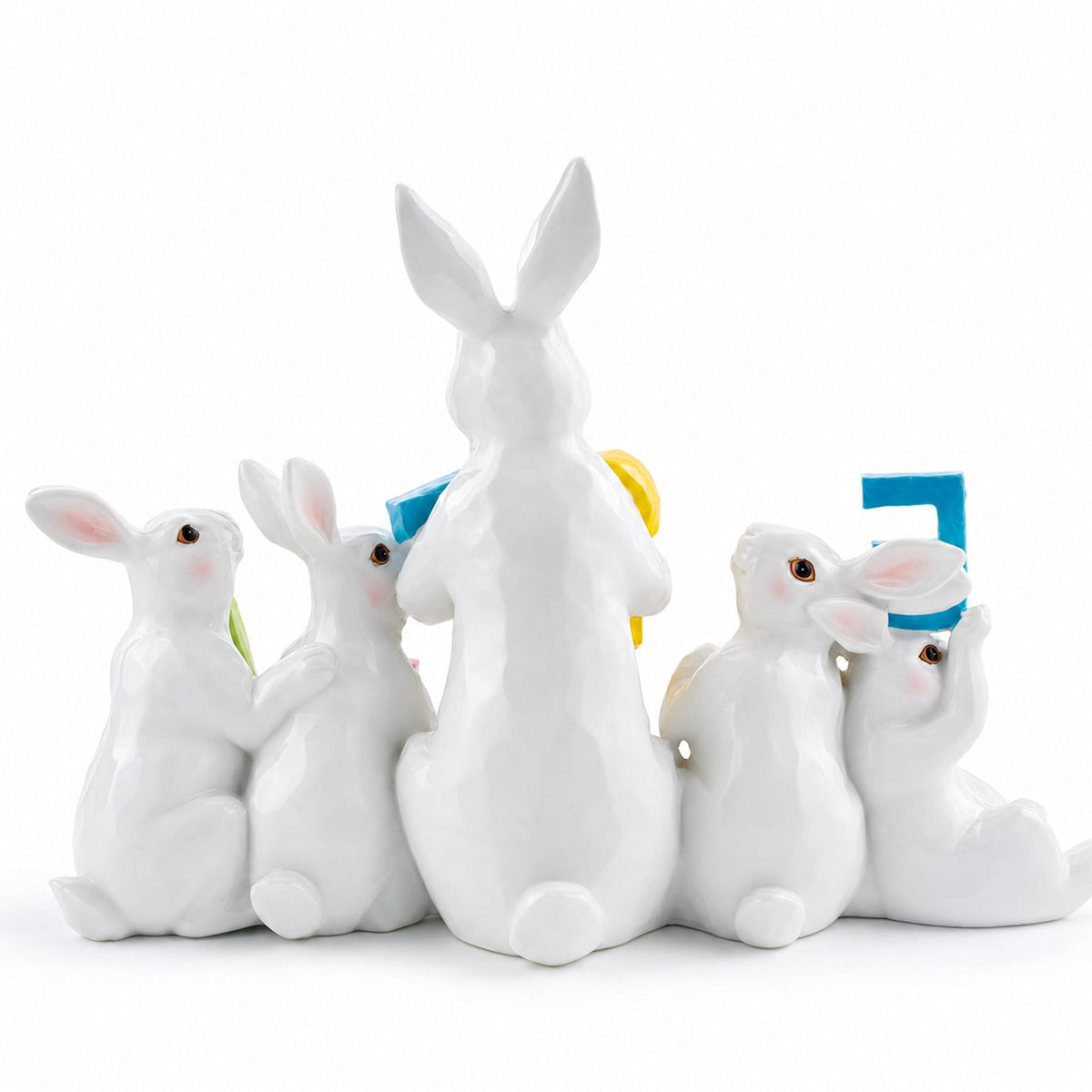 Festive Spring Bunny Figurine Display Spelling EASTER for Holiday Decor 8.7 Inches Tall