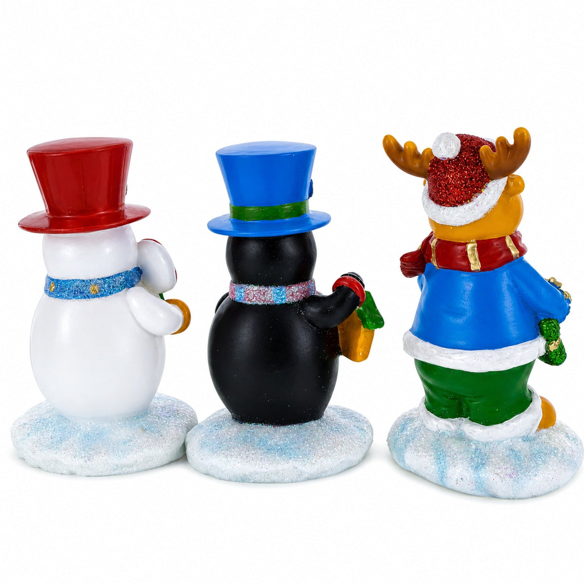 Set of 3 Holiday Stocking Holders Hangers – Snowman, Penguin, and Reindeer Christmas Mantel Decor
