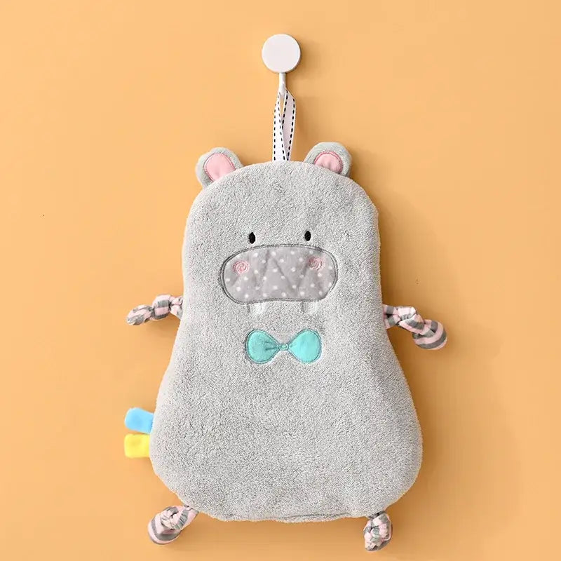 Yellow and pink cartoon animal hand towel bathroom decor