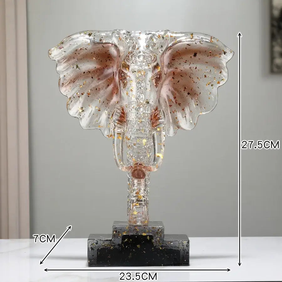 Yellow & blue crystal elephant sculpture living room decor ornament