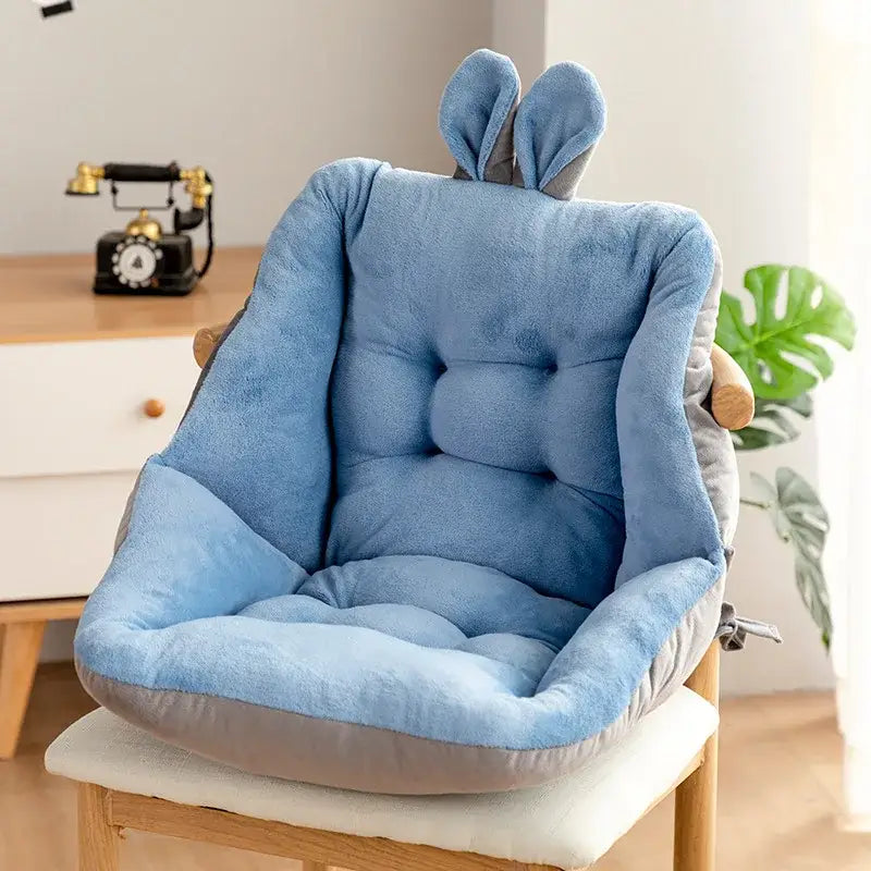 Yellow & gray bunny cartoon velvet chair cushion bedroom back support