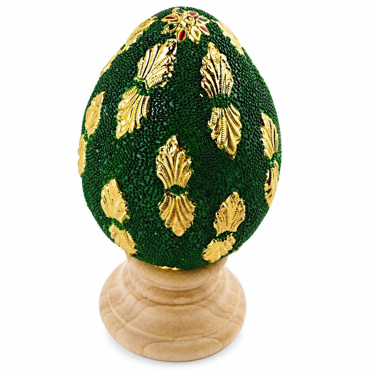 Golden Leaves Wooden Easter Egg