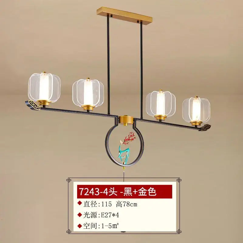 Zen black & gold deer enamel pendant light – living room chandelier