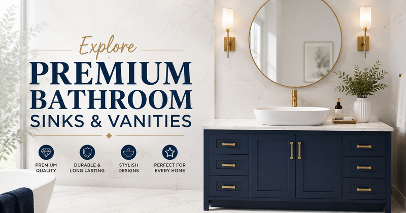 Premium bathroom vanity with vessel sink, marble countertop, gold fixtures, and modern luxury bathroom design.