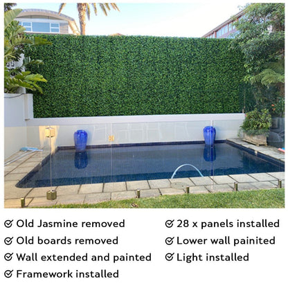 Jasmine Artificial Vertical Garden Green Wall Panel 40×40in 11 SQ FT – UV Resistant – Commercial Grade