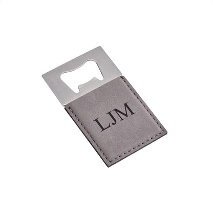 Grey Leatherette Bottle Opener - 3.5" x 2"