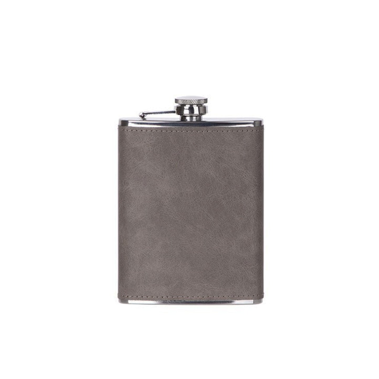 Leatherette Flask Grey 8 Oz Cap