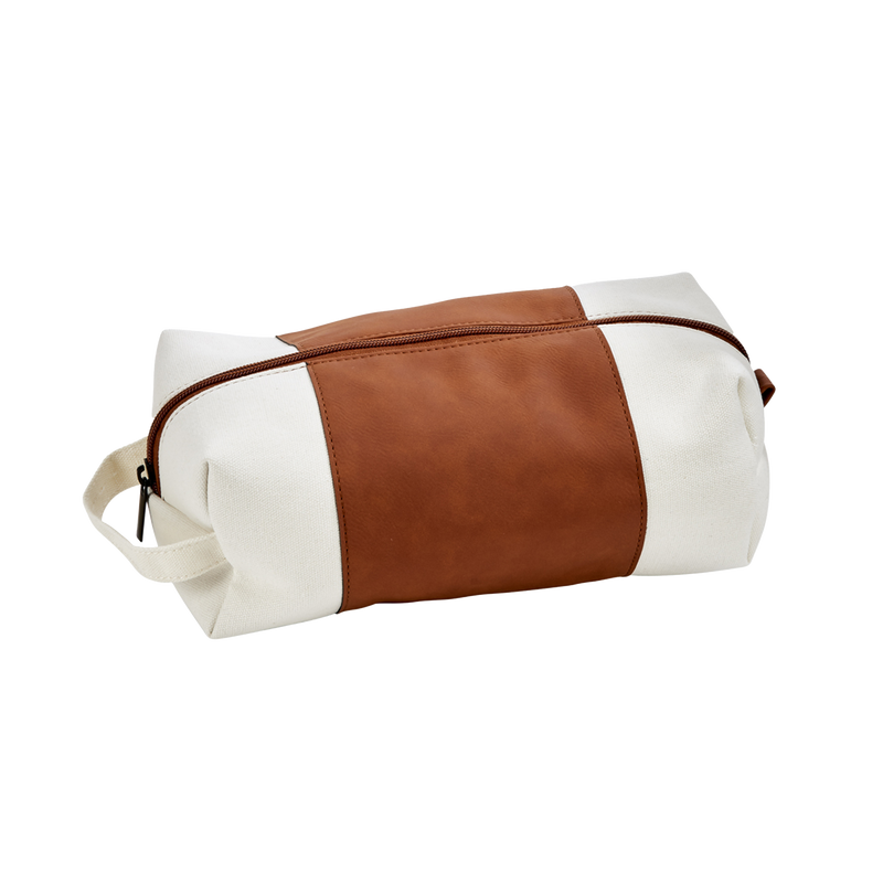 Leatherette/Canvas Caramel Travel Kit