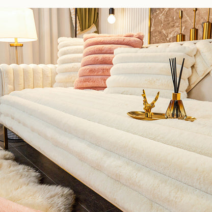 Thicken Faux Fur Rabbit Plush Sofa Cover Non-slip Slipcover Seat European Couch Cover Sofa Towel for Living Room Decor