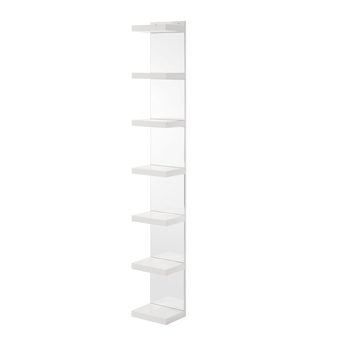 Glam Open Shelving Rack With Mirrored Back For Living Room - Cream / White