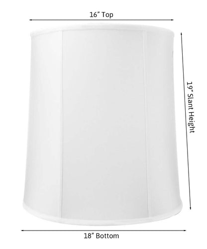 16x18x19 White Shantung Tall Drum Lampshade