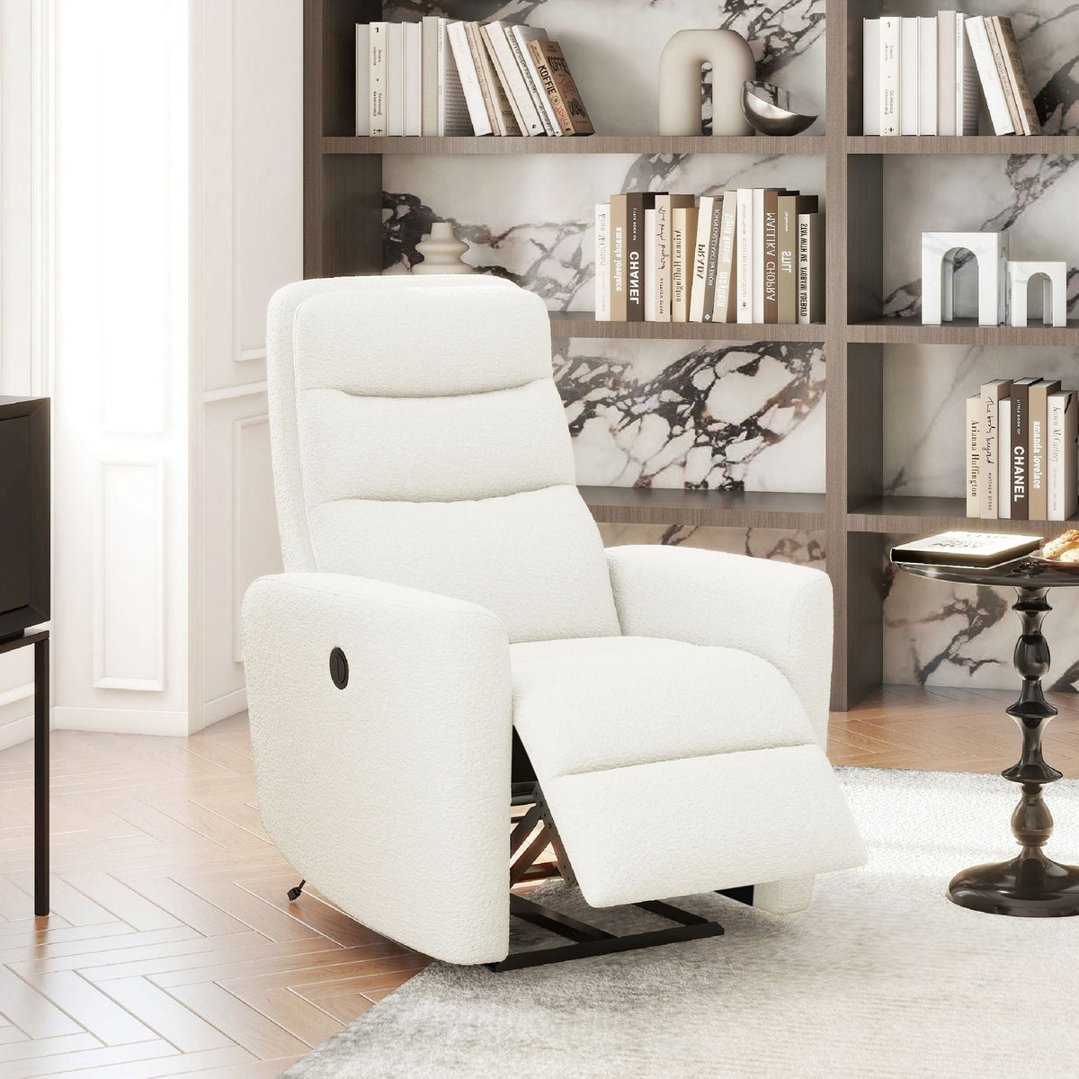 Bloomy - High Back Power Recliner Motion Chair - Chiffon White