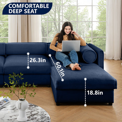 Contemporary Elegant Sofa With Storage And Ottoman