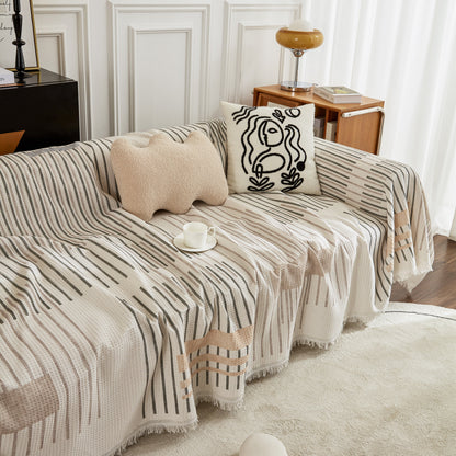 Waffle Lattice Fabric Sofa Cover, Multi-purpose Soft Sofa Throw, Couch Cover Blanket Throws for Couches