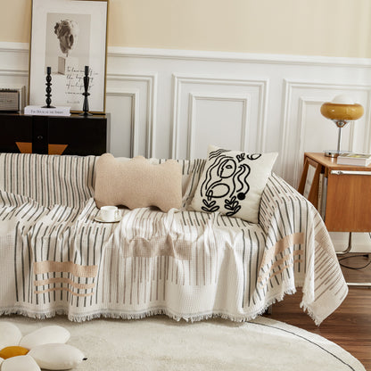 Waffle Lattice Fabric Sofa Cover, Multi-purpose Soft Sofa Throw, Couch Cover Blanket Throws for Couches