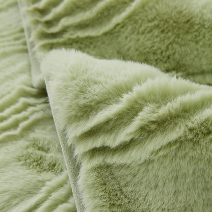 Soft Thick Faux Fur Sofa Cover Stripe Fluffy Fuzzy Non-Slip Washable Couch Covers
