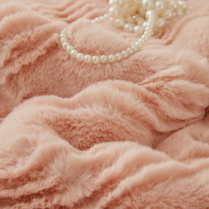 Soft Thick Faux Fur Sofa Cover Stripe Fluffy Fuzzy Non-Slip Washable Couch Covers
