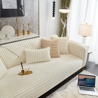 Winter Thickened Rabbit Plush Non-slip Sofa Cushion, Faux Fur Fluffy Furniture Protector