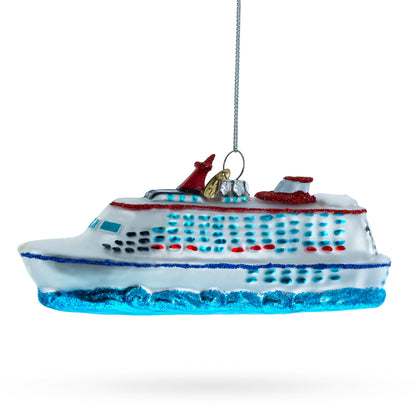Voyage Aboard a Majestic White Cruise Ship Glass Christmas Ornament