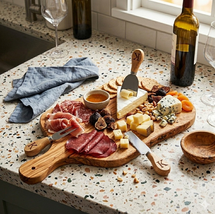 3-Piece Cheese Knife Set - Stainless Steel & Wood