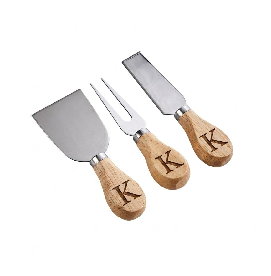 3-Piece Cheese Knife Set - Stainless Steel & Wood