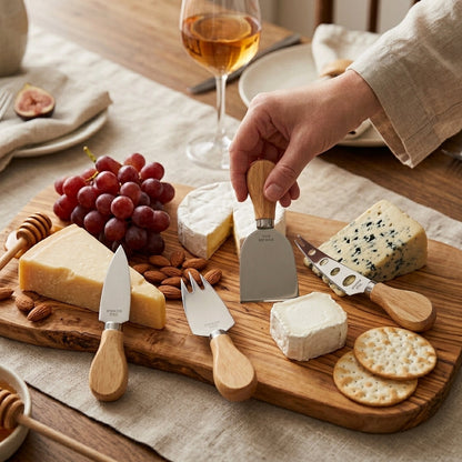 4-Piece Cheese Serving Set with Wooden Handles
