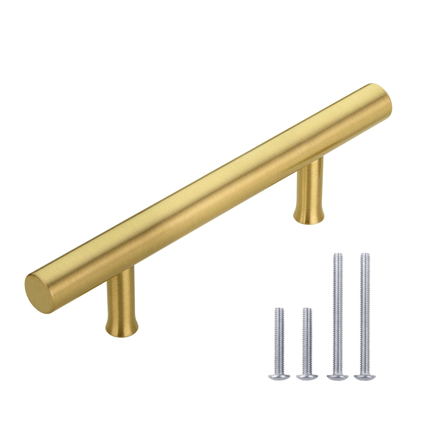 Akicon Brushed Gold Kitchen Cabinet Handles 100% Solid Brass Drawer Pulls