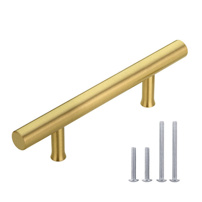 Akicon Brushed Gold Kitchen Cabinet Handles 100% Solid Brass Drawer Pulls