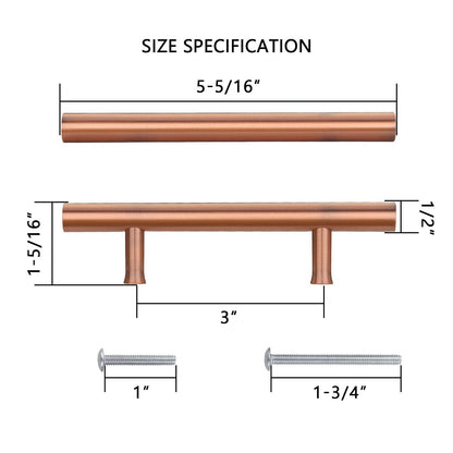 Akicon Copper Kitchen Cabinet Handles 100% Solid Brass Drawer Pulls