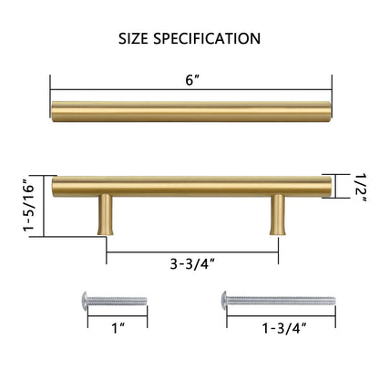 Akicon Brushed Gold Kitchen Cabinet Handles 100% Solid Brass Drawer Pulls