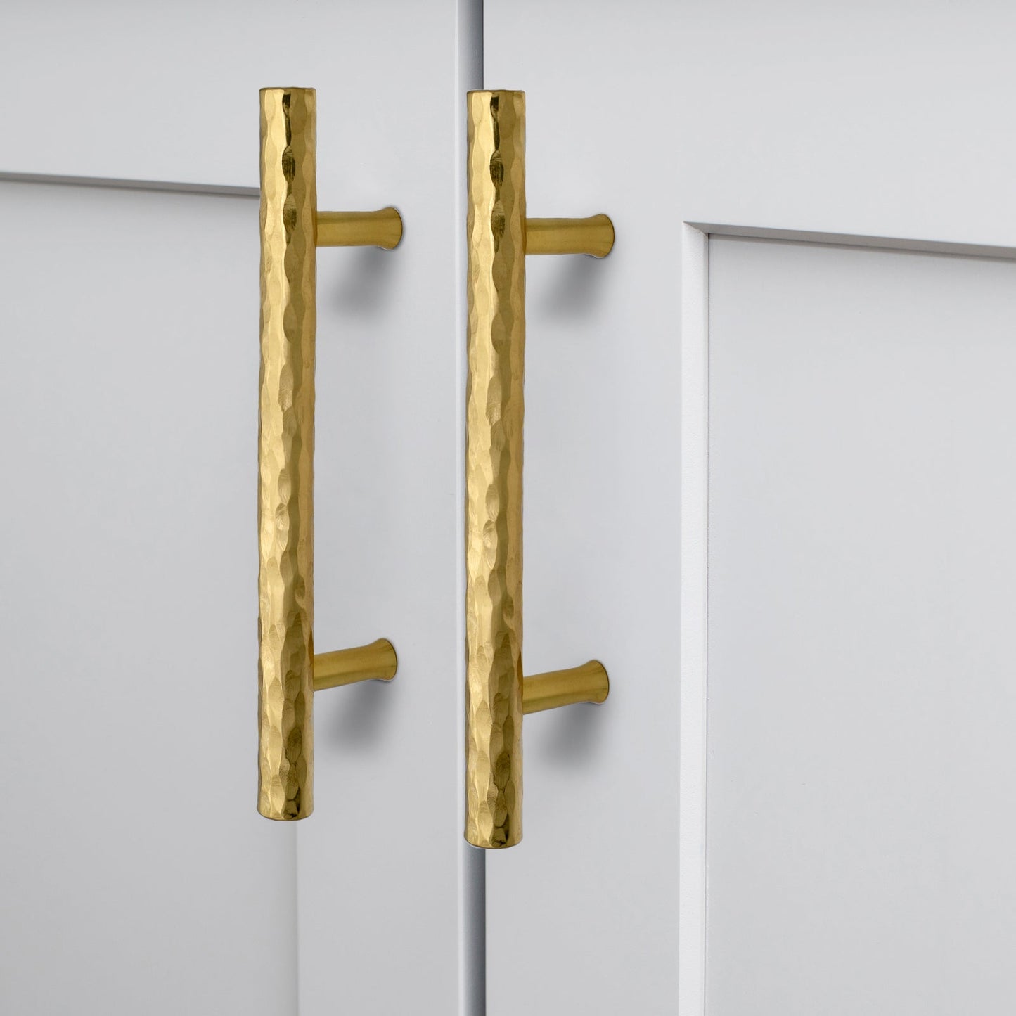 Akicon Hammered Polished Gold Kitchen Cabinet Handles 100% Solid Brass Drawer Pulls AK01930A-PB