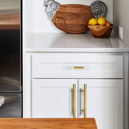 Akicon Hammered Polished Gold Kitchen Cabinet Handles 100% Solid Brass Drawer Pulls AK01930A-PB