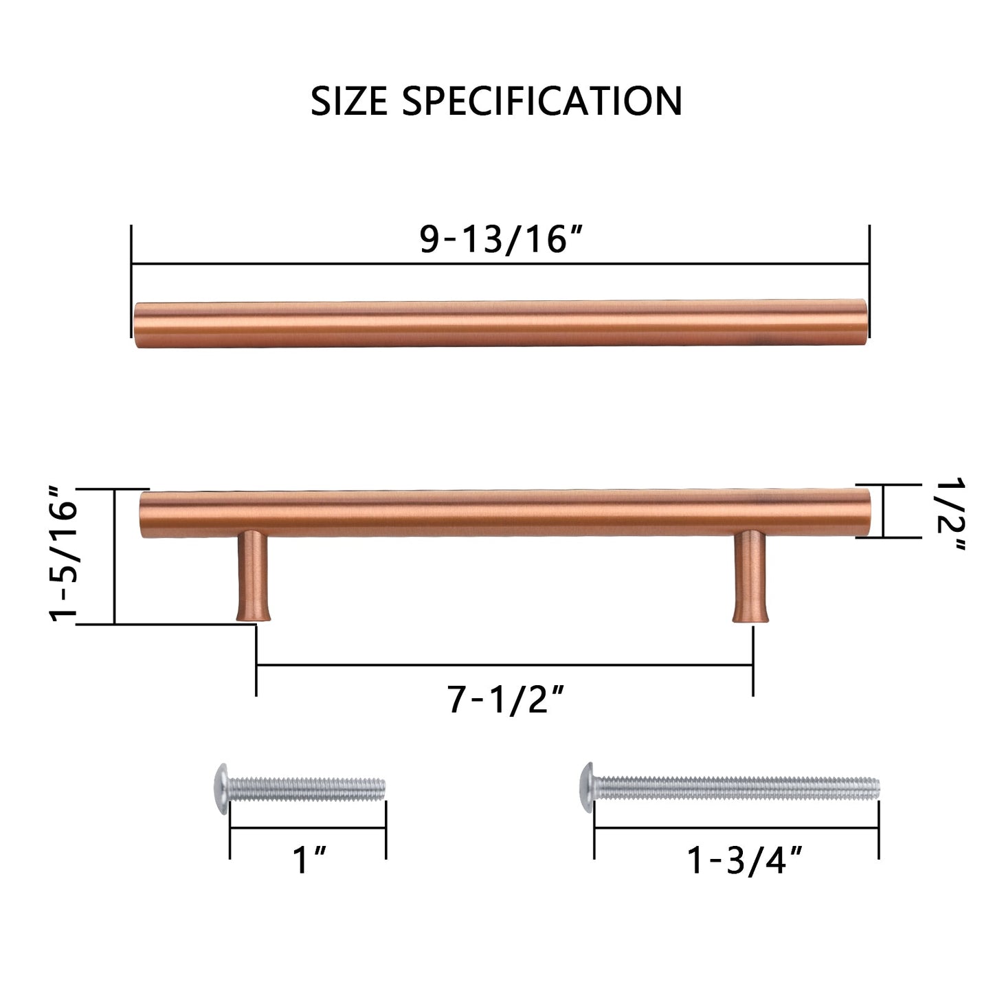 Akicon Copper Kitchen Cabinet Handles 100% Solid Brass Drawer Pulls