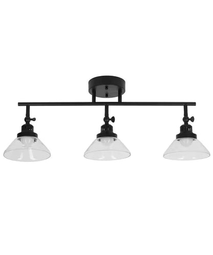 Catalina 23"W 3-Light LED Track Bar Light Fixture, Matte Black with Clear Glass Shades