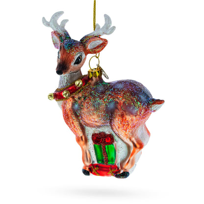 Fawn Baby Deer Glass Christmas Ornament