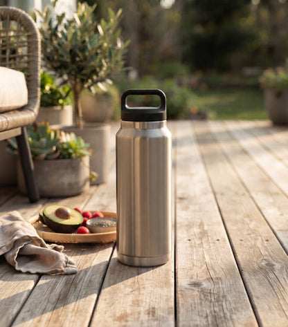 36 Oz Stainless Steel Twist-Off Cap Water Bottle- Silver