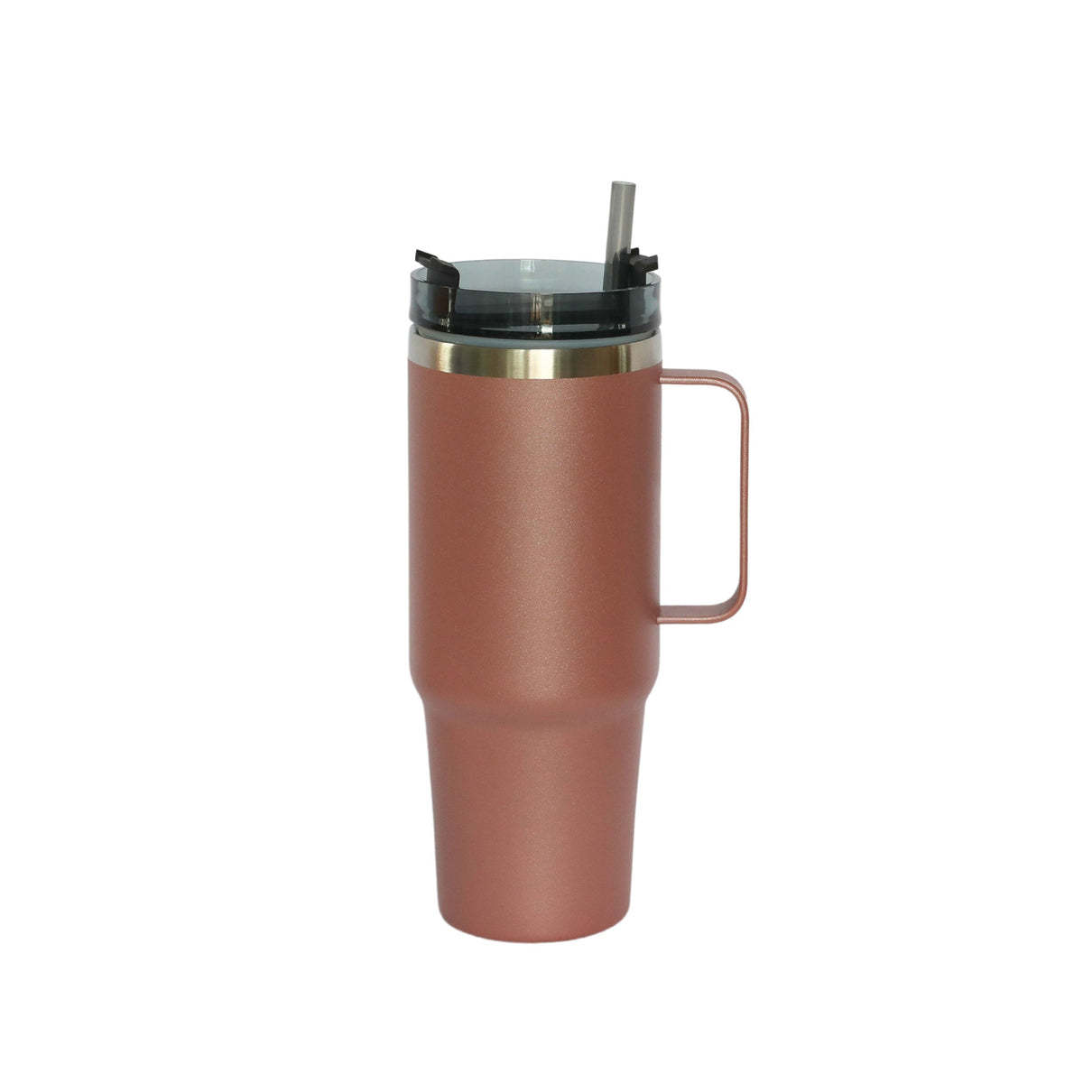 30 Oz Stainless Steel Tumbler with Handle & Straw - Rose