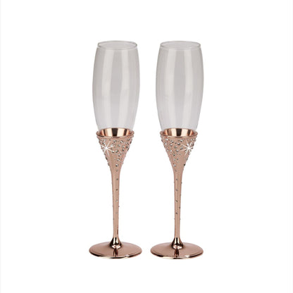 Galaxy Rose Gold Champagne Flutes Set