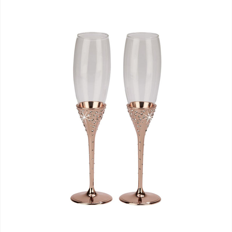Galaxy Rose Gold Champagne Flutes Set