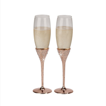 Galaxy Rose Gold Champagne Flutes Set