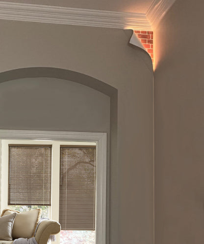18"H Big Reveal LED Corner Light White Curved Metal