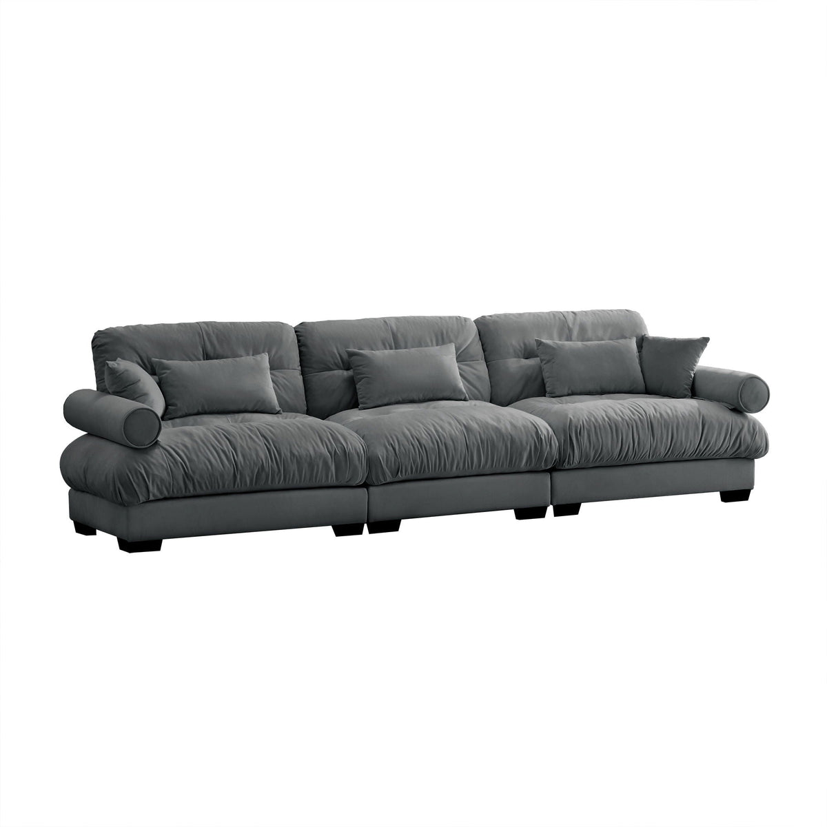 Modern Oversize Sofa With Cloud Like Comfort, Featuring Waist And Throw Pillows