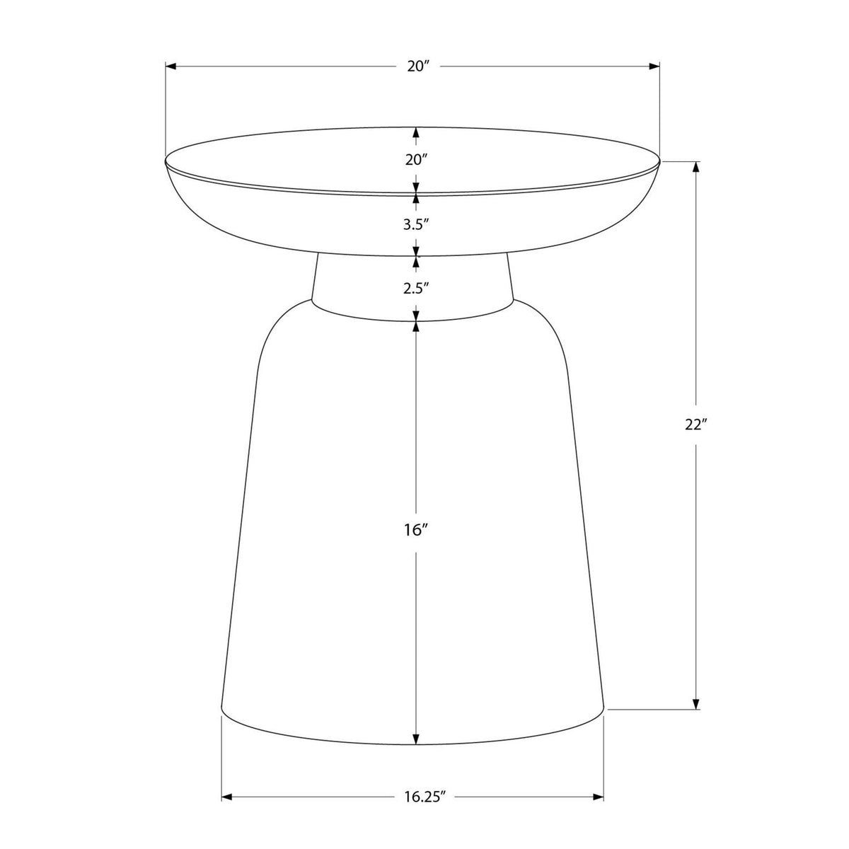 Drum Accent Side Table, Hammered Texture