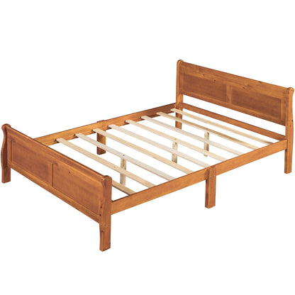 Platform Bed Frame Mattress Foundation Sleigh Bed With Headboard / Footboard / Wood Slat Suppor