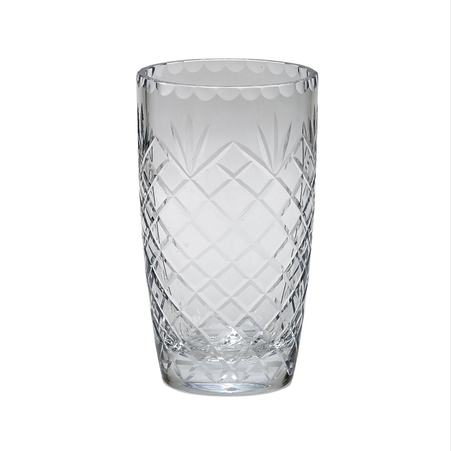 Optic Crystal Vase With Medallion Ll Pattern, 8.5"