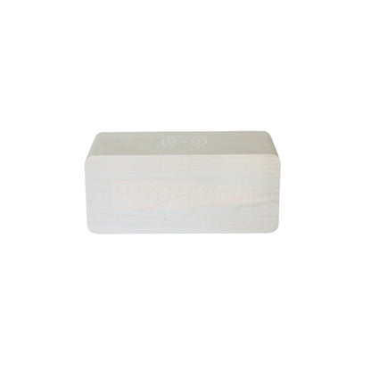 White Wood Wireless Phone Charger/Digital Clock